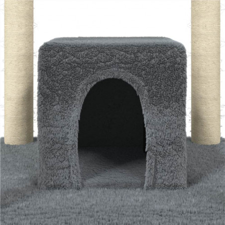 Rascador para gatos con rascador de sisal gris oscuro 174 cm