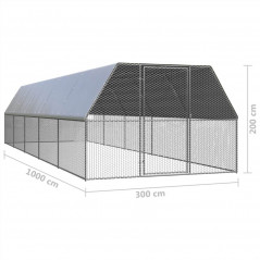 Outdoor Chicken Cage 3X10x2 M Galvanized Steel