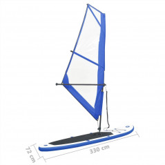 Tavola gonfiabile Stand Up Paddle con set di vele blu e bianche