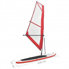 Opblaasbaar stand-up paddleboard met zeilset rood en wit