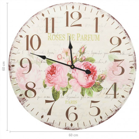 Vintage Wall Clock Flower 60 Cm