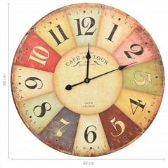 Vintage Colorful Wall Clock 60 Cm