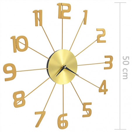 Reloj de pared de metal 50 cm dorado