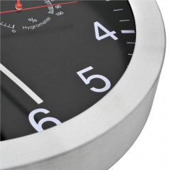 Ρολόι τοίχου με υγρόμετρο κίνησης Quartz Θερμόμετρο Μαύρο