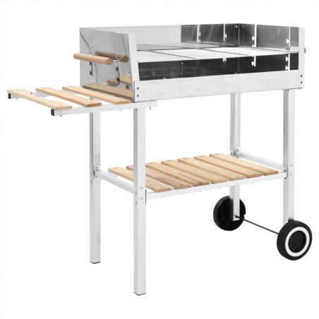 XXL Trolley Charcoal BBQ Grill Rostfritt stål med 2 hyllplan