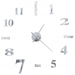 Τρισδιάστατο Ρολόι Τοίχου Μοντέρνο Σχέδιο 100 cm XXL Ασημί