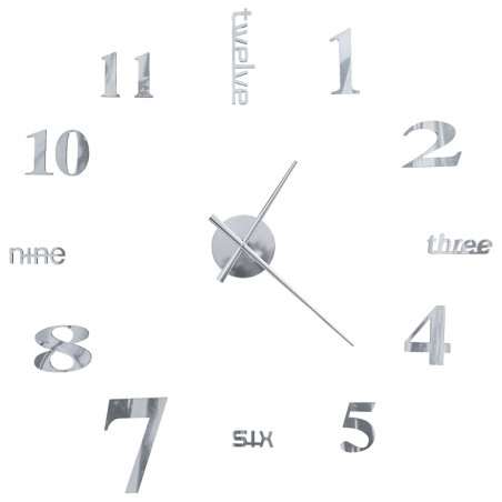 Reloj de pared 3D Diseño moderno 100 cm XXL Plata