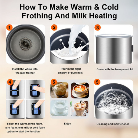 Biolomix MF600 4 In 1 500W Hot Cold Milk Frother
