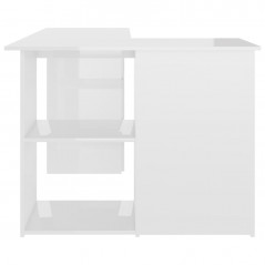 Corner Desk High Gloss White 145x100x76 cm Aggloméré