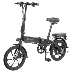DYU A1F elektrische fiets 16 inch 250 W motor 36 V 7,5 Ah 25 km/u snelheid zwart