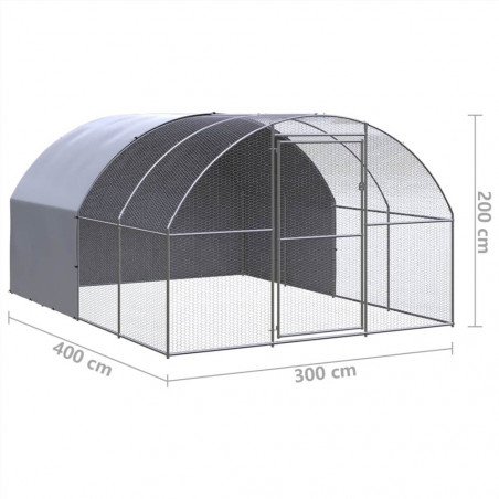 Outdoor Chicken Coop 3x4x2m Galvanized Steel