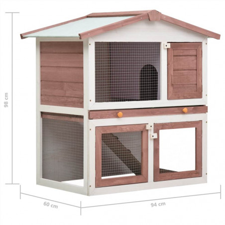 Outdoor-Stall mit 3 Türen aus braunem Holz