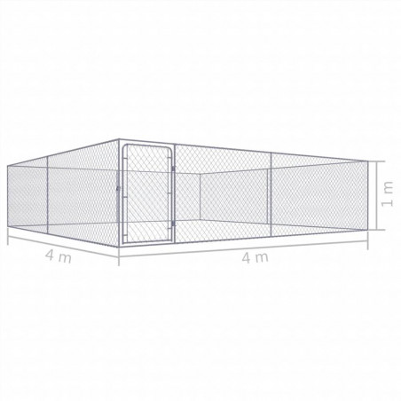 Buitenhondenkennel in gegalvaniseerd staal 4x4x1m