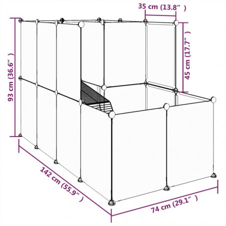 Small Animal Cage Black 142x74x93 cm PP and Steel