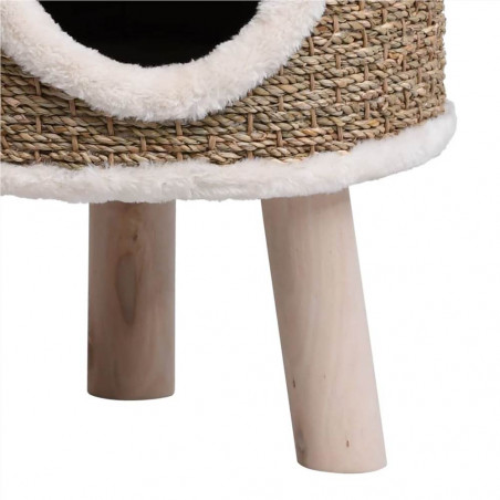 Domek dla kota z drewnianymi nogami 41 cm Trawa Morska