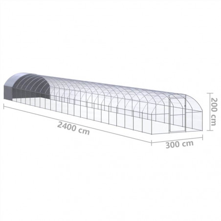 Outdoor Chicken Coop 3x24x2m Galvanized Steel