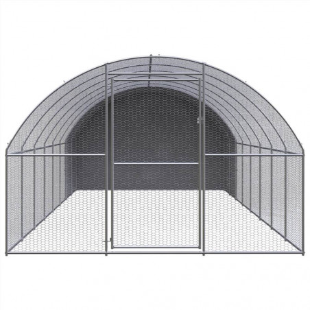 Outdoor Chicken Coop 3x8x2m Galvanized Steel