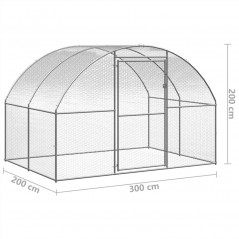 Udendørs hønsegård 3x2x2m galvaniseret stål