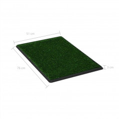 Dyretoilet med bakke og grønt falsk græs 76x51x3 cm WC