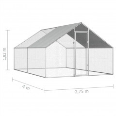 Udendørs kyllingebur 2,75x4x1,92 m Galvaniseret stål