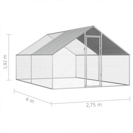 Gabbia per polli da esterno 2,75x4x1,92 m In acciaio zincato