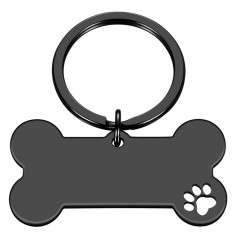 Personalized Bone Shaped Pet ID Tag, Black