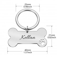 Personalized Silver Bone Shaped Pet ID Tag