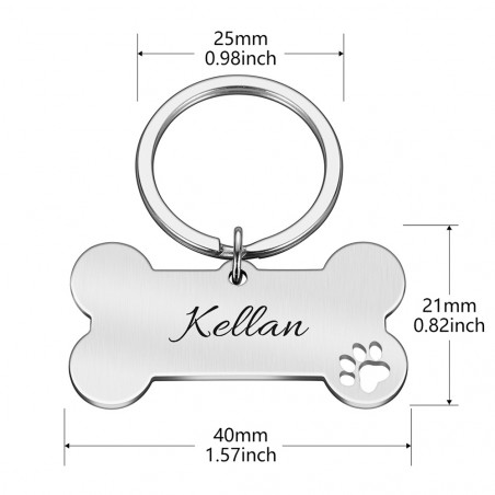 Personalized Silver Bone Shaped Pet ID Tag