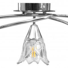 Ceiling light with transparent glass shade for 5 E14 Tulip bulbs