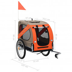 Przyczepka rowerowa dla psa w kolorze pomarańczowo-brązowym