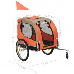 Orange og brun hundecykeltrailer