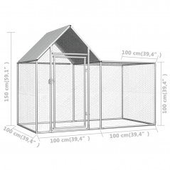 Hønsehus 2x1x1,5 m Galvaniseret stål