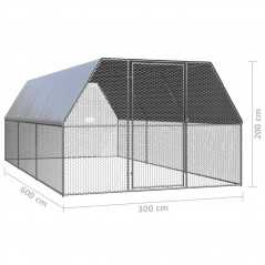Κλουβί Κοτόπουλου εξωτερικού χώρου 3x6x2 m Γαλβανισμένο ατσάλι