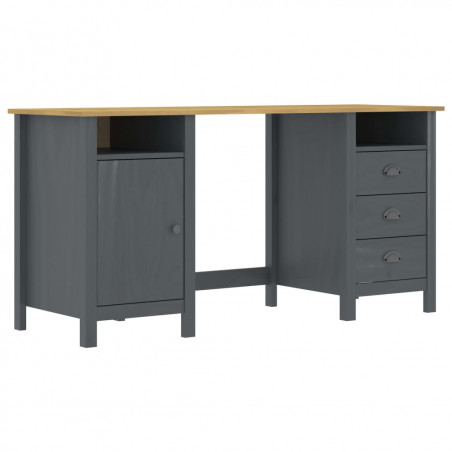 Hill Desk Range grau 150x50x74 cm Massives Kiefernholz