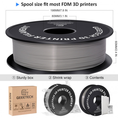 Geeetech PLA Filament for 3D Printer Grey