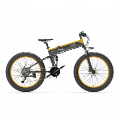 Pneu BEZIOR X1500 V2 26in 12,8Ah 1500W 40Km/h Bicicleta Elétrica Preto Amarelo