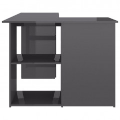 Corner Desk Gloss Gray 145x100x76 cm Chipboard