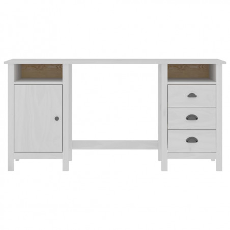 Bureau Hill Range Blanc 150x50x74 cm Bois de pin massif