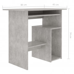 Betongrå skrivebord 80x45x74 cm spånplade