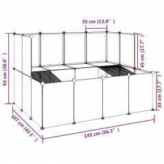 Transparent Small Animal Cage 143x107x93 cm PP and Steel