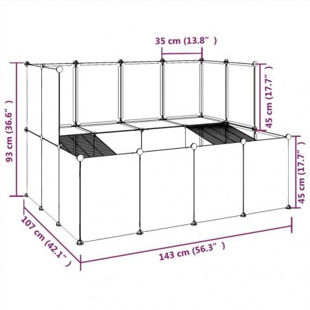 Cage Petits Animaux Transparente 143x107x93 cm PP et Acier