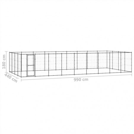 Canisa de exterior din oțel pentru câini 43,56 m²