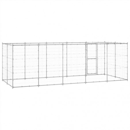 Outdoor dog kennel in galvanized steel with roof 12.1 m²