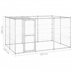 Outdoor dog kennel in galvanized steel with roof 7.26 m²