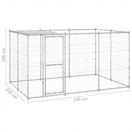 Caseta para perros de exterior en acero galvanizado con techo 7,26 m²