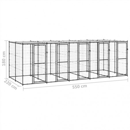 Outdoor-Hundezwinger aus Stahl mit Dach 12,1 m²