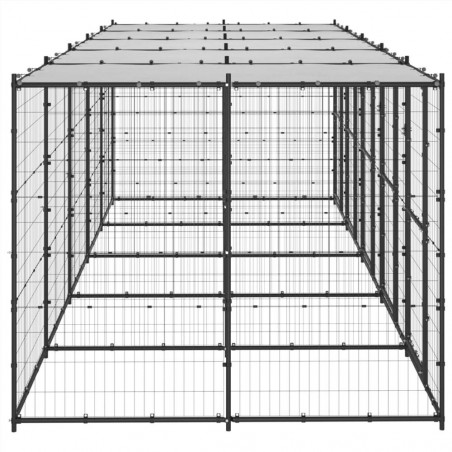 Outdoor steel dog kennel with roof 12.1 m²