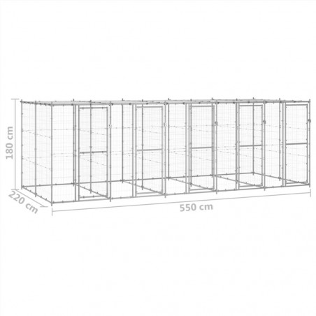 Canisa de exterior din otel galvanizat cu acoperis 12,1 m²