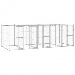 Outdoor dog kennel in galvanized steel with roof 12.1 m²