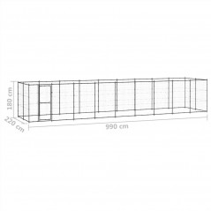 Zewnętrzna, stalowa buda dla psa o powierzchni 21,78 m²